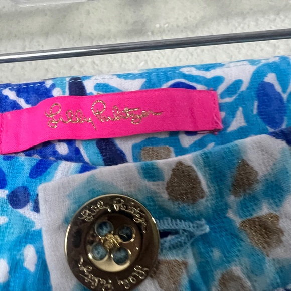 Lilly Pulitzer Adie Shorts in the Seasalt Blue in parade pattern 14 - Picture 7 of 8